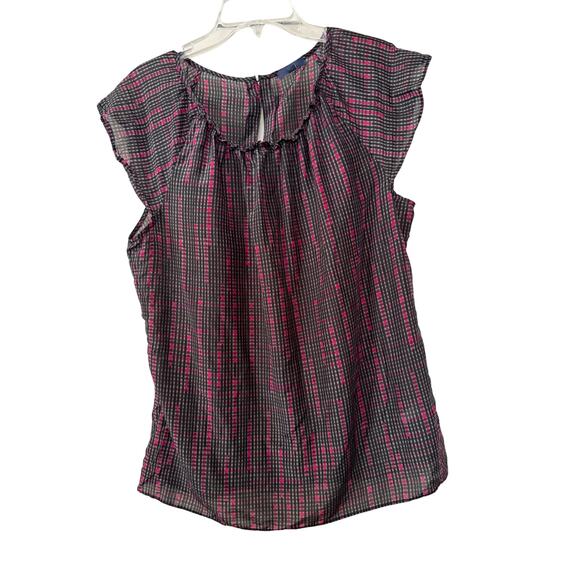 GAP Tops - Gap Black/Pink Short Sleeve Blouse Sheer